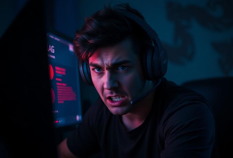 Frustrated gamer experiencing lag